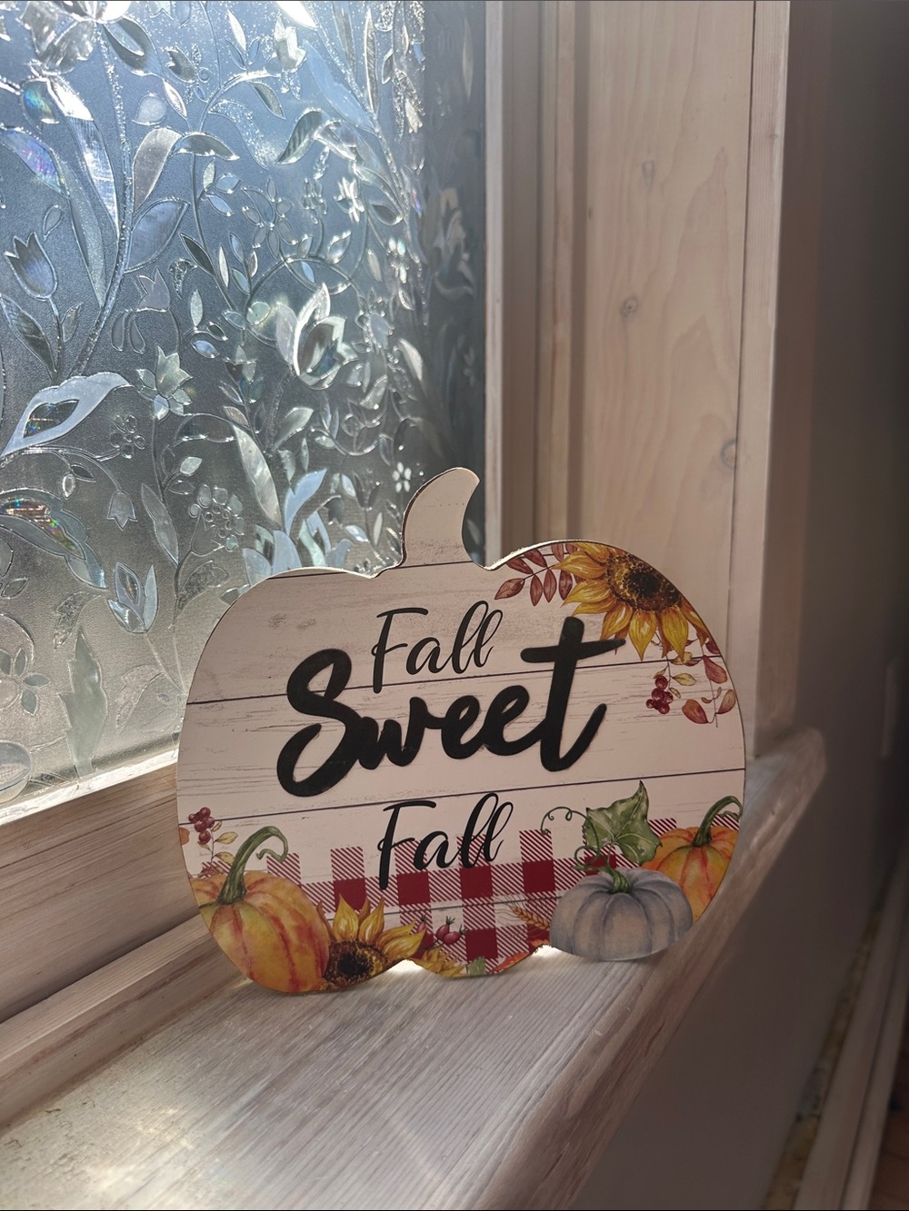 Hobby Lobby Fall Sweet Pumpkin Plaque in Red, Yellow, Orange, Green, Cream